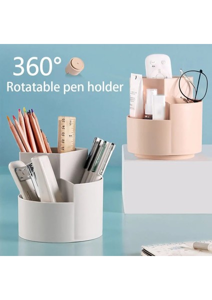 Beyaz Stil Yüksek Kapasiteli Yuvarlak Anti-Deforme Plastik Kalem Tutucu Ofis Kırtasiye Kutusu 3 Izgaralar Depolama Tutucu Kalem Saklama Kutusu (Yurt Dışından) modelleri