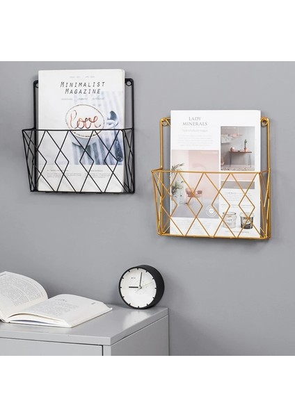 Altın Tarzı Çok Amaçlı Dergilik Duvara Monte Çeşitli Eşyalar Saklama Kutusu Metal Dosya Dergilik Organizatör Tutucu Ofis Ev Için (Yurt Dışından) modelleri