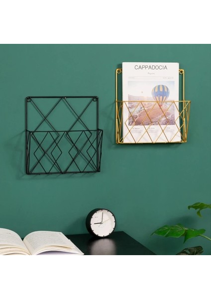 Altın Tarzı Çok Amaçlı Dergilik Duvara Monte Çeşitli Eşyalar Saklama Kutusu Metal Dosya Dergilik Organizatör Tutucu Ofis Ev Için (Yurt Dışından) fırsatları