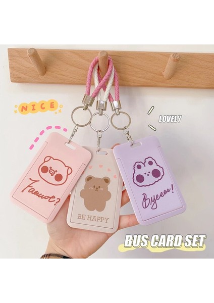 Köpek Yavrusu Tarzı Kordon Ins ile Kawaii Kart Sahibi Karikatür Ayı Tavşan Kart Seti Kore Plastik Kart Sahibinin Kol Kawaii Kız Öğrencileri Hediye (Yurt Dışından)