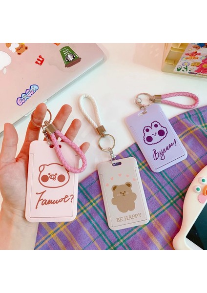 Köpek Yavrusu Tarzı Kordon Ins ile Kawaii Kart Sahibi Karikatür Ayı Tavşan Kart Seti Kore Plastik Kart Sahibinin Kol Kawaii Kız Öğrencileri Hediye (Yurt Dışından)