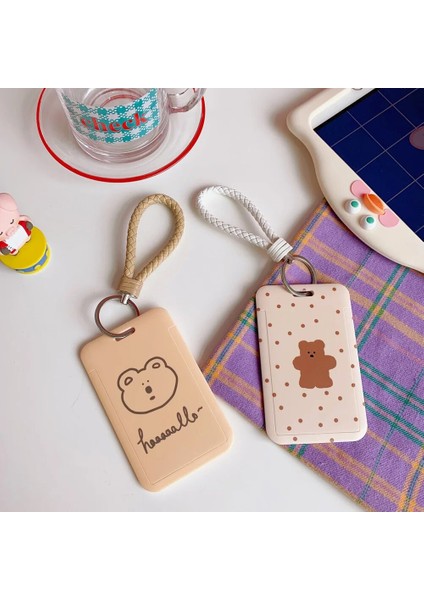 Köpek Yavrusu Tarzı Kordon Ins ile Kawaii Kart Sahibi Karikatür Ayı Tavşan Kart Seti Kore Plastik Kart Sahibinin Kol Kawaii Kız Öğrencileri Hediye (Yurt Dışından)
