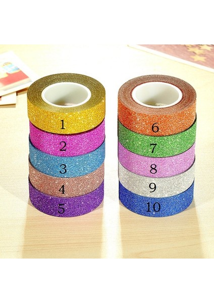 No.1 Tarzı 16 Renk Sıcak Satış 10M Glitter Washi Yapışkan Kağıt Maskeleme Yapışkan Bant Etiket Zanaat Dekoratif Diy (Yurt Dışından)
