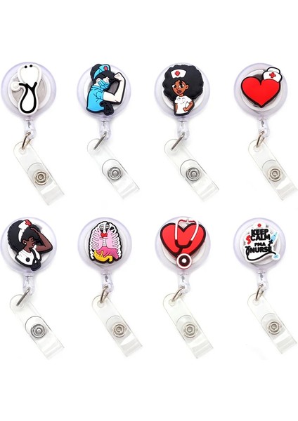No.8 Stili Hastane Tıbbi Aletler Tarzı Geri Çekilebilir Plastik Rozet Tutucu Makara Hemşire Sergisi Enfermera Kart Tutucu Aksesuarı (Yurt Dışından) modelleri