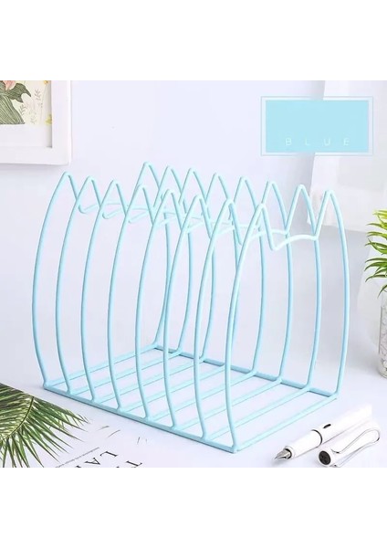 Mavi Stil Sharkbang Yaratıcı Kawaii Kedi Metal Kitap Dergisi Kitap Ayracı Kitap Standı Tutucu Kitaplık Masaüstü Depolama Organizatör Raf (Yurt Dışından)