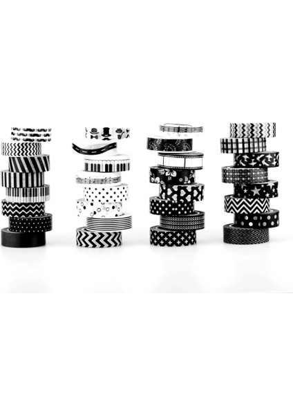 NO.641 Stili 15MM * 10M Dekoratif Siyah ve Beyaz Japon Washi Bant Seti Yapışkan Bant Dıy Scrapbooking Kağıt Fotoğraf Albümü Maskeleme Bandı (Yurt Dışından) fiyatları