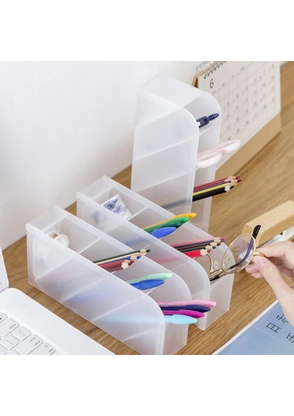 Turuncu Tarzı Çok Fonksiyonlu Şeffaf 4 Gird Masaüstü Organizatör Kalem Tutucu Masası Makyaj Kalem Depolama Standı Kutusu Okul Ofis Kırtasiye (Yurt Dışından) indirimleri
