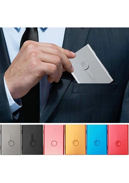 Altın Tarzı Ultra Ince Sürgülü Paslanmaz Çelik Kimlik Kartı Sahipleri Erkekler Kartvizit Kılıfları Kadınlar Zarif Metal Elle Itme Kredi Bankası Kartı Kutusu (Yurt Dışından) fiyatları