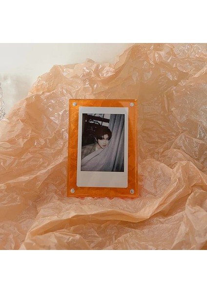 Turuncu Tarzı Mınkys Kawaii Polaroid 3-Oto Çerçeve Akrilik Sahne Şeffaf Lazer 3-Oto Küçük Kart Ekran Çerçevesi Güçlü Manyetik (Yurt Dışından)