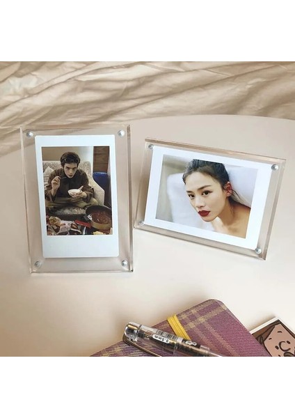 Turuncu Tarzı Mınkys Kawaii Polaroid 3-Oto Çerçeve Akrilik Sahne Şeffaf Lazer 3-Oto Küçük Kart Ekran Çerçevesi Güçlü Manyetik (Yurt Dışından) fırsatları