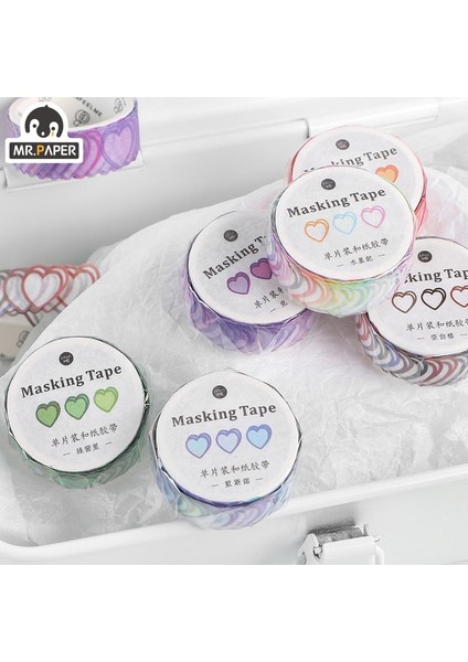 D Stili Mr. Kağıt Rulo Aşk Kalp Şekli Bant Washi Bant Dekoratif Yapışkan Bant Dıy Scrapbooking Sticker Etiket Maskeleme Bandı (Yurt Dışından) fırsatları