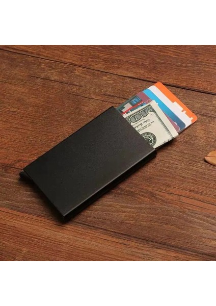 Siyah Stil Otomatik Pop-Up Kartvizitlik Yaratıcı Alüminyum Kart Sahibinin Metal Kutu Kapağı Kredi Erkekler Kartvizitlik Kart Cüzdanı (Yurt Dışından) fırsatları