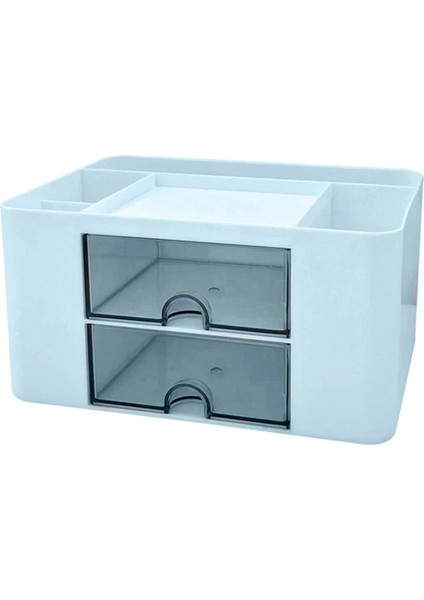 OSS27603BL Stili Kawaii 9 Izgaralar Abs Çekmece Masa Üstü Organiser Çok Fonksiyonlu Kozmetik Makyaj Ofis Masası Kırtasiye Malzemesi Saklama Kutusu Tutucular (Yurt Dışından)