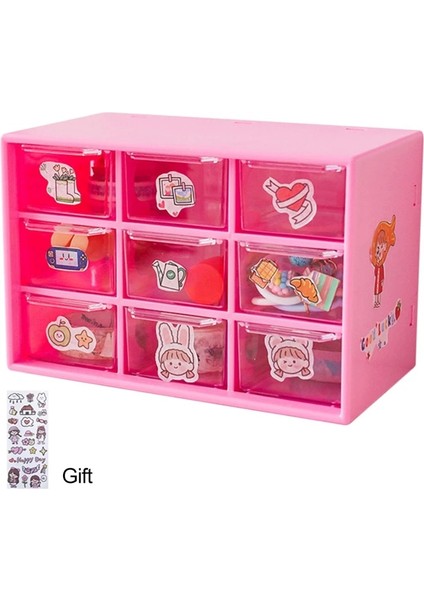 OSS27603BL Stili Kawaii 9 Izgaralar Abs Çekmece Masa Üstü Organiser Çok Fonksiyonlu Kozmetik Makyaj Ofis Masası Kırtasiye Malzemesi Saklama Kutusu Tutucular (Yurt Dışından) fiyatları