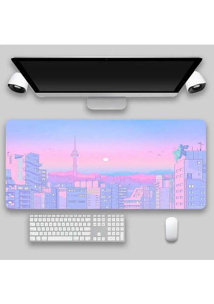 No.10 Stili Şehir Sanat Bilgisayar Mouse Pad Oyun Mousepad Oyun Büyük Mouse Pad Pembe Mause Halı Pc Masası Oyun Mat Klavye Sümen (Yurt Dışından)