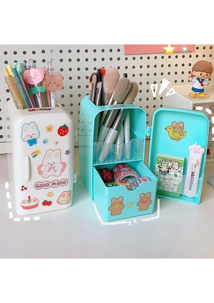 Beyaz Stil Yeni Masa Düzenleyici Buzdolabı Kalem Organizatör Büyük Kapasiteli Masa Üstü Organiser Kawaii Depolama Rafı Sevimli Masa Aksesuarları Etiket (Yurt Dışından) fiyatları