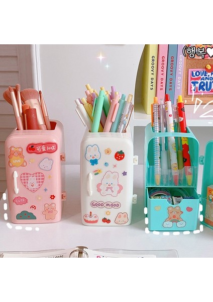 Beyaz Stil Yeni Masa Düzenleyici Buzdolabı Kalem Organizatör Büyük Kapasiteli Masa Üstü Organiser Kawaii Depolama Rafı Sevimli Masa Aksesuarları Etiket (Yurt Dışından) modelleri