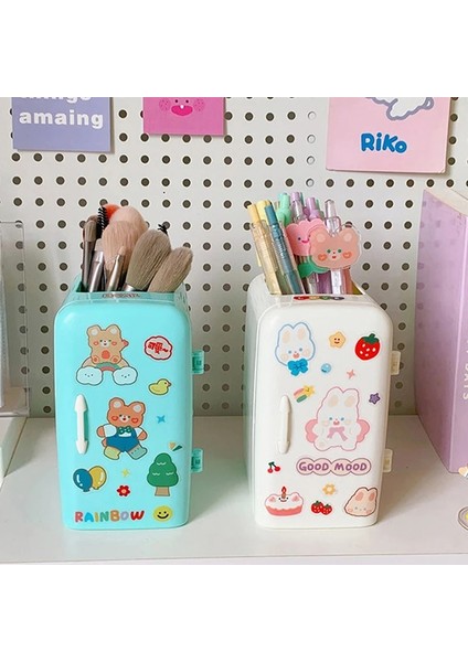 Beyaz Stil Yeni Masa Düzenleyici Buzdolabı Kalem Organizatör Büyük Kapasiteli Masa Üstü Organiser Kawaii Depolama Rafı Sevimli Masa Aksesuarları Etiket (Yurt Dışından) indirimleri