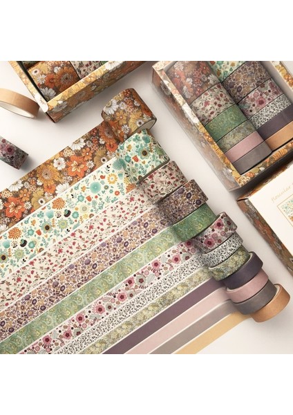 Mavi Stil Ack Sevimli Bitki Washi Bant Seti Renkli Maskeleme Bandı Dekoratif Yapışkan Bant Kendi Başına Yap Çıkartma Scrapbooking Kırtasiye Malzemeleri (Yurt Dışından)