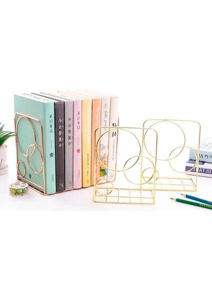B Tarzı 2 Adet Yuvarlak Metal Masaüstü Kitap Ayracı Kitap Uçları Destek Standı Tutucu Raf Bookrack (Yurt Dışından) fiyatları