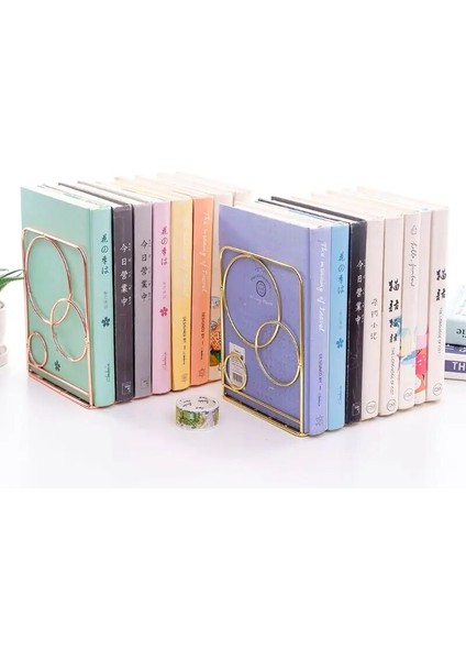 B Tarzı 2 Adet Yuvarlak Metal Masaüstü Kitap Ayracı Kitap Uçları Destek Standı Tutucu Raf Bookrack (Yurt Dışından) fırsatları
