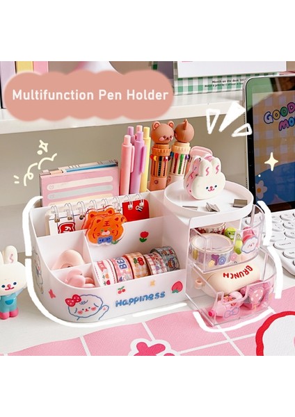 BEYAZ02 Tarzı Kawaii Masaüstü Kalemlik Büyük Kapasiteli Kırtasiye Organizatör Saklama Kutusu Sevimli Karikatür Kalemlik Çeşitli Eşyalar Masa Düzenleyici (Yurt Dışından) fiyatları
