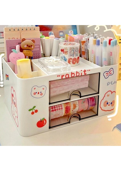 Bl Tarzı 2 Çekmeceli Kırtasiye Malzemesi Saklama Kutusu Masaüstü Öğrenci Ins Çekmece Kalem Dolabı Ofis Bandı Saç Aksesuarları Kawaii Çeşitli Eşyalar Organizatör (Yurt Dışından) fiyatları