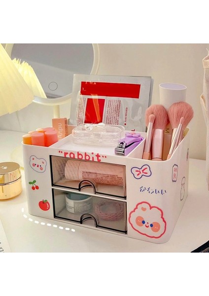 Bl Tarzı 2 Çekmeceli Kırtasiye Malzemesi Saklama Kutusu Masaüstü Öğrenci Ins Çekmece Kalem Dolabı Ofis Bandı Saç Aksesuarları Kawaii Çeşitli Eşyalar Organizatör (Yurt Dışından) indirimleri