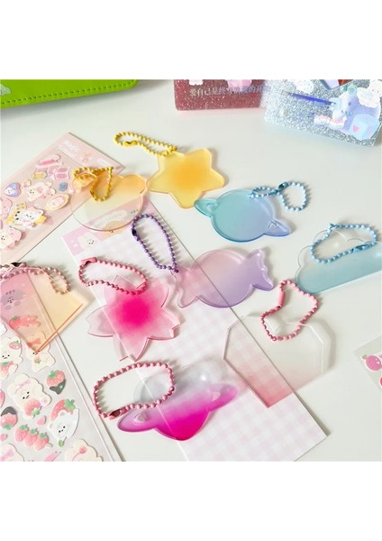 No.4 Stili Ins Özel Şekilli Degrade Renk Kordon Anahtarlık Yaratıcı Kendi Başına Yap Çıkartma Kawaii Sırt Çantası Dekoratif Kolye Akrilik Şeffaf (Yurt Dışından) fiyatları