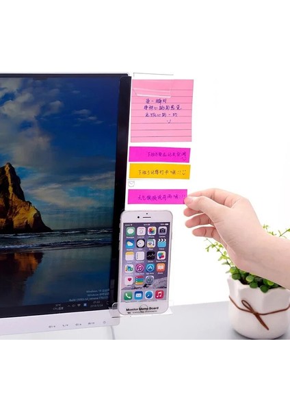 Doğru Stil Yaratıcı Akrilik Monitör Mesaj Not Panosu Yapışkan Not Için Şeffaf Isim Kartı Telefon Tutucu Masaüstü Plastik Tutucu Kırtasiye (Yurt Dışından) modelleri