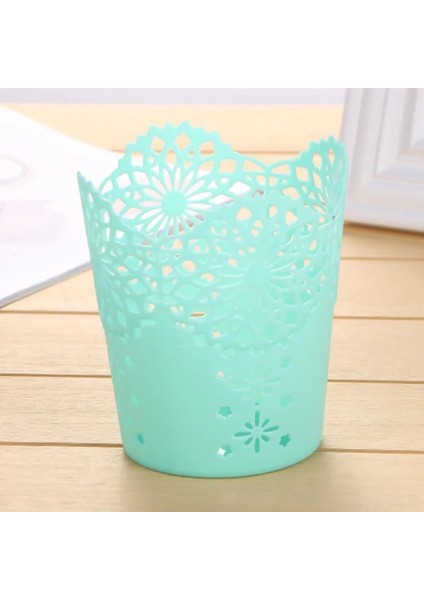 Yeşil Stil Yaratıcı Hollow Güller Kalem Kalem Tutucu Fırça Saklama Kabı Masa Düzenleyici Plastik Kırtasiye Kalemlik Ofis Malzemeleri (Yurt Dışından)