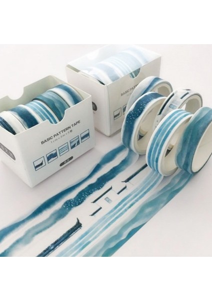 5 Rulo Darkblue Stili Kawaii Washi Bantlar Seti Karalama Defteri 3 M Kutuda Iskoç Dekoratif Noel Kırtasiye Maskeleme Bandı Okul Malzemeleri (Yurt Dışından)