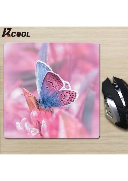 F-180X220X2MM Stili Kelebek Pembe Mouse Pad Estetik Küçük Bilgisayar Dizüstü Bilgisayar Kaymaz Kauçuk Klavye Pedi Masa Mat Ofis Ev Masaüstü Kurutma Kağıtları (Yurt Dışından)