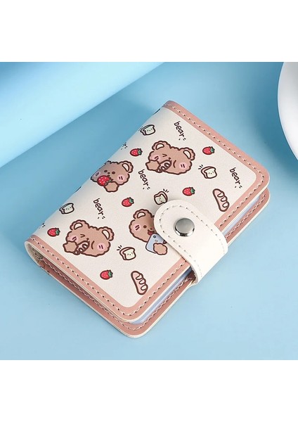 Bir Stil Kawaii Ayı Kart Tutucu Sevimli Çoklu Izgaralar Iş Kimliği Kredi Banka Kartı Durumda Fotoğraf Kartları Tutucu Taşınabilir Cüzdan Kore Kırtasiye (Yurt Dışından)