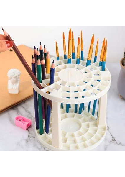 Beyaz Stil Taşınabilir 49 Delik Boya Fırçası Kalemlik Suluboya Boya Fırçası Tutucu Standı Boyama Malzemeleri Öğrenciler Için Masa Düzenleyici (Yurt Dışından) fiyatları