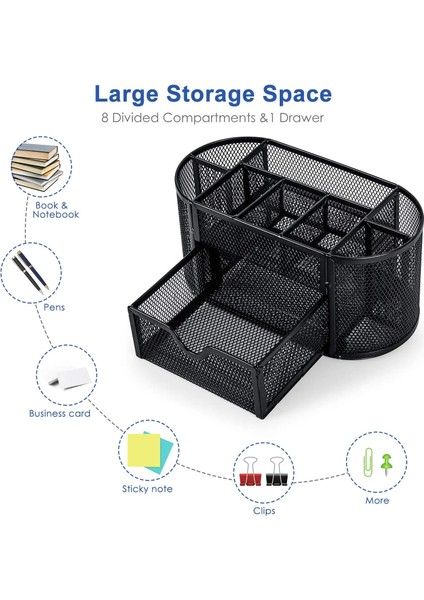 Yeşil Stil Masa Organizatör Örgü Masaüstü Ofis Malzemeleri Çok Fonksiyonlu Caddy Kalem Tutucu Kırtasiye 8 Bölmeli ve 1 Çekmeceli (Yurt Dışından) modelleri