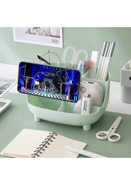 Yeşil Stil Yaratıcı 6 Gird Masaüstü Organizatör Kalem Tutucu Çok Fonksiyonlu Masa Makyaj Kalem Depolama Standı Kutusu Okul Ofis Kırtasiye (Yurt Dışından) fırsatları