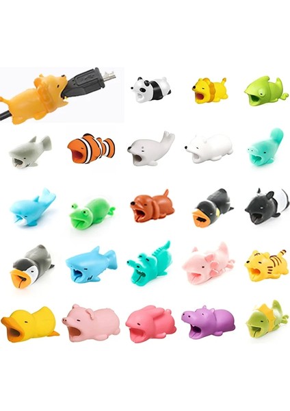 No.22 Tarzı Kablo Koruyucu Hayvan Sevimli Karikatür Isırmaları Sarıcı Organizatör USB Şarj Kablosu Kulaklık Kablosu Arkadaşlar Cep Telefonu Dekor Tel (Yurt Dışından)