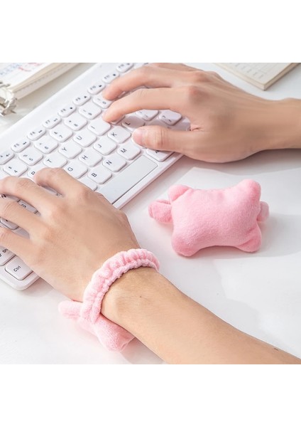 Pembe Tarzı Fare Bilek Dinlenme Fare Bilek Koruma Fare Bilek Desteği Yastık Saç Bandı El Yastık Elastik Bant Peluş El Dinlenme Sevimli Anti-Aşınma (Yurt Dışından) modelleri