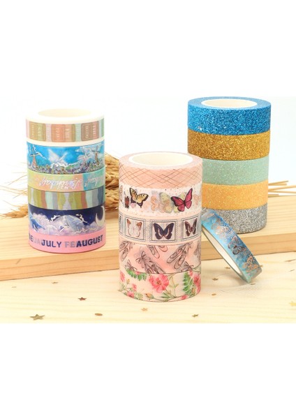 C Stili Rüya Balina Kelebek Maskeleme Washi Bant Dekoratif Işıltı Yapışkan Bant Decora Diy Scrapbooking Sticker Etiket (Yurt Dışından)