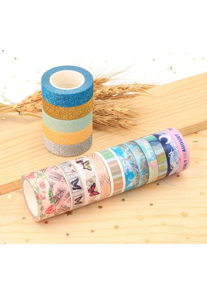 C Stili Rüya Balina Kelebek Maskeleme Washi Bant Dekoratif Işıltı Yapışkan Bant Decora Diy Scrapbooking Sticker Etiket (Yurt Dışından)
