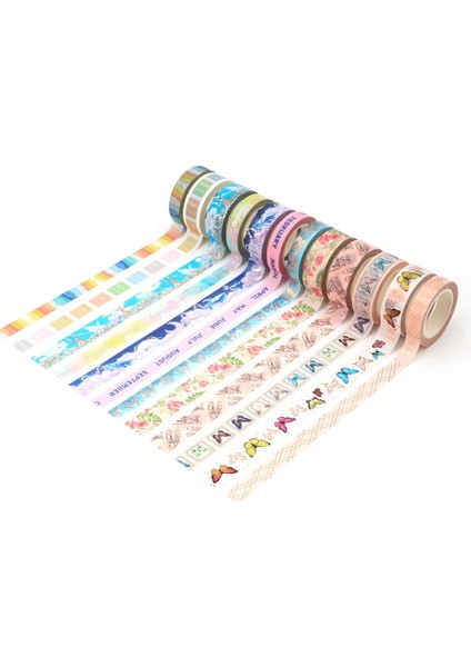 C Stili Rüya Balina Kelebek Maskeleme Washi Bant Dekoratif Işıltı Yapışkan Bant Decora Diy Scrapbooking Sticker Etiket (Yurt Dışından)