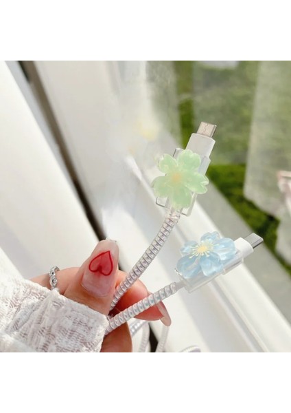 No.3 Tarzı 1 Adet Çiçek Şekilli USB Şarj Aleti Kablosu Tel Koruyucu Apple Şarj Hattı Kablosu Koruyucu Veri Kablosu Yönetimi (Yurt Dışından) fırsatları