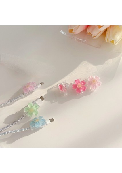 No.3 Tarzı 1 Adet Çiçek Şekilli USB Şarj Aleti Kablosu Tel Koruyucu Apple Şarj Hattı Kablosu Koruyucu Veri Kablosu Yönetimi (Yurt Dışından) indirimleri