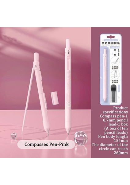 Pembe Tarzı Okul Malzemeleri Pusula Kırtasiye Seti Düz Tasarım Hassas Mekanik Kurşun Kalem Ikisi Bir Arada Kurşun Kalem Çok Fonksiyonlu (Yurt Dışından)