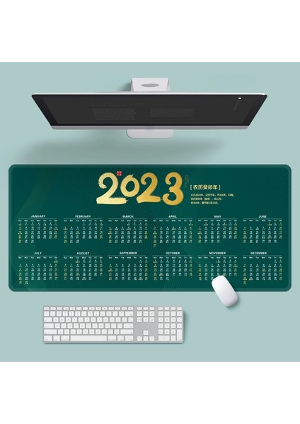 F-300X800X2MM Stili Alendar Mouse Pad Bilgisayar Dizüstü Dizüstü Dikdörtgen Büyük Boy Kaymaz Ofis Masası Takvim Masa Mat Mutlu Yeni Yıl (Yurt Dışından)