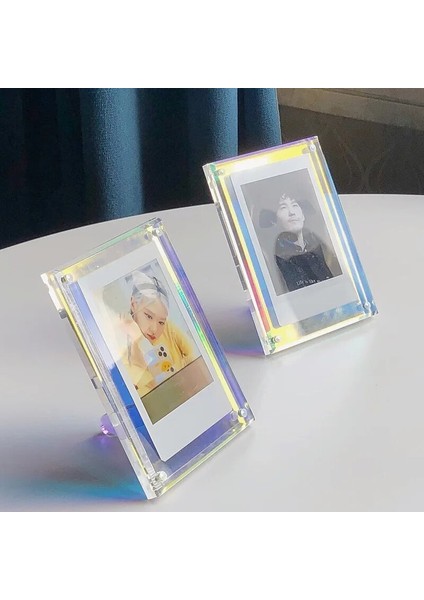 Bifeng Shop Şeffaf Stil Mınkys Kawaii Polaroid 3-Oto Çerçeve Akrilik Sahne Şeffaf Lazer 3-Oto Küçük Kart Ekran Çerçevesi Güçlü Manyetik (Yurt Dışından)