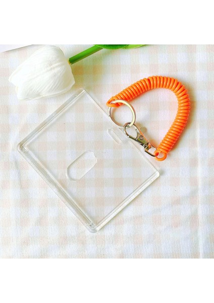 Turuncu-H Tarzı Kore Şeffaf Kart Tutucu Anahtarlık Idol Fotoğraf Kollu Otobüs Kartı Kapağı Fotocard Fotoğraf Koruyucu Etiket Okul Kırtasiye (Yurt Dışından)