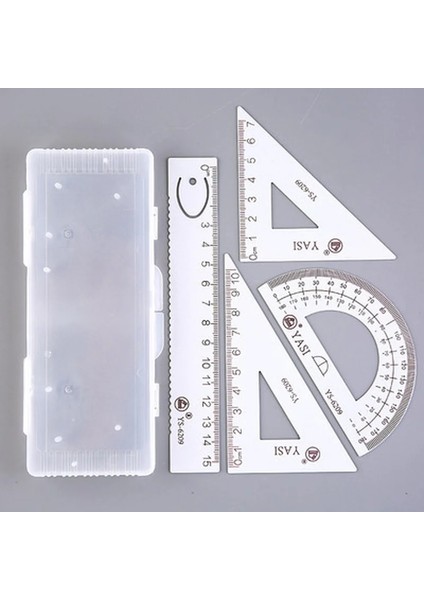 Beyaz Stil Et Matematik Setleri Metal Cetvel Üçgen Cetvel Iletki Okul Öğrenci Geometri Setleri Için Kutu ile (Yurt Dışından)