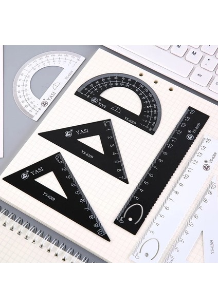 Beyaz Stil Et Matematik Setleri Metal Cetvel Üçgen Cetvel Iletki Okul Öğrenci Geometri Setleri Için Kutu ile (Yurt Dışından) fiyatları